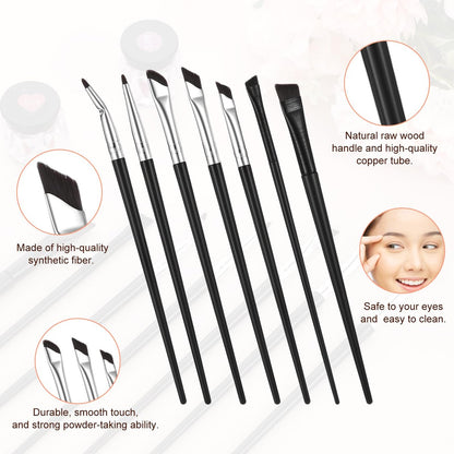 7-Piece Angled Eyeliner Brush Set - Ultra Thin Eyebrow & Concealer Brushes by SynHHergyx