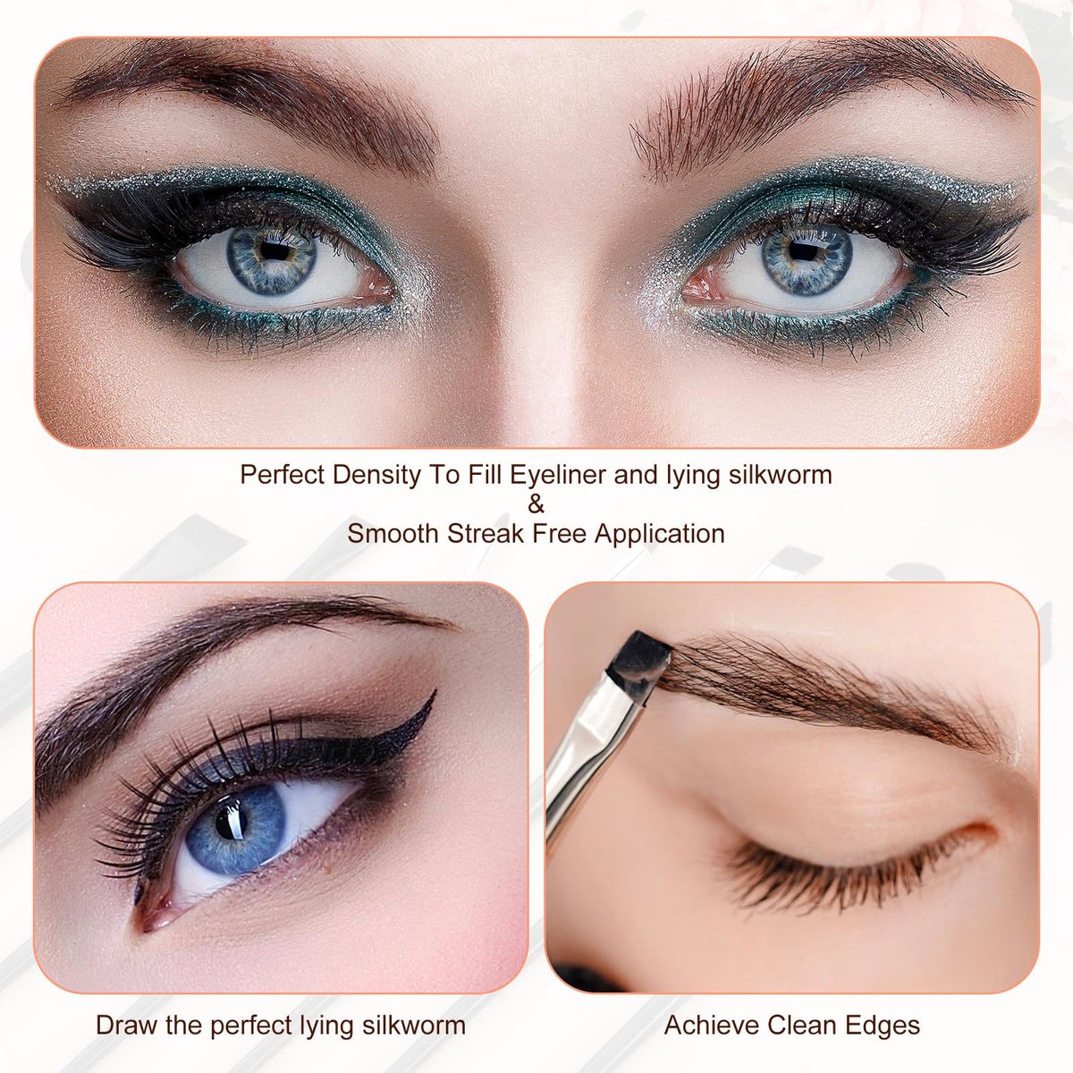 7-Piece Angled Eyeliner Brush Set - Ultra Thin Eyebrow & Concealer Brushes by SynHHergyx - görsel 11