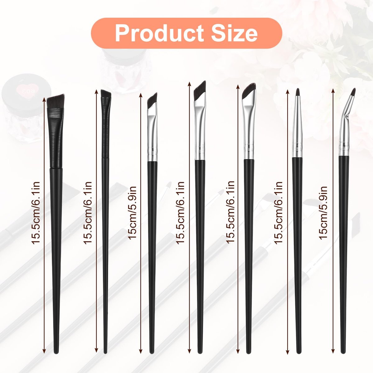 7-Piece Angled Eyeliner Brush Set - Ultra Thin Eyebrow & Concealer Brushes by SynHHergyx - görsel 3