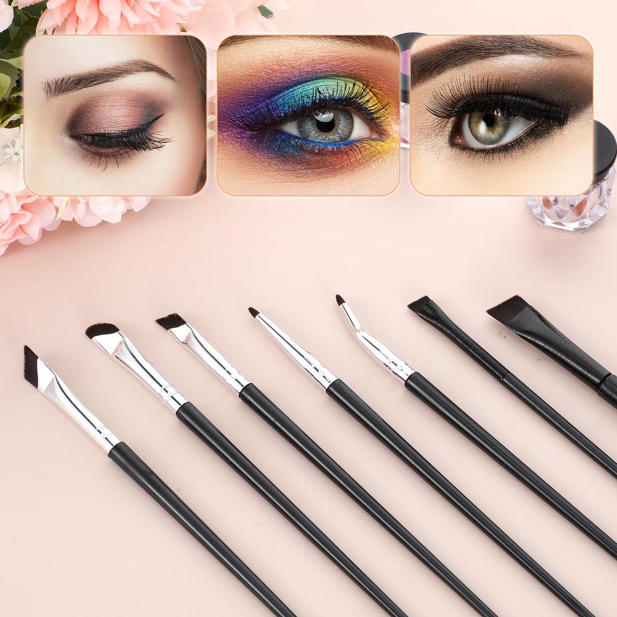 7-Piece Angled Eyeliner Brush Set - Ultra Thin Eyebrow & Concealer Brushes by SynHHergyx - görsel 7