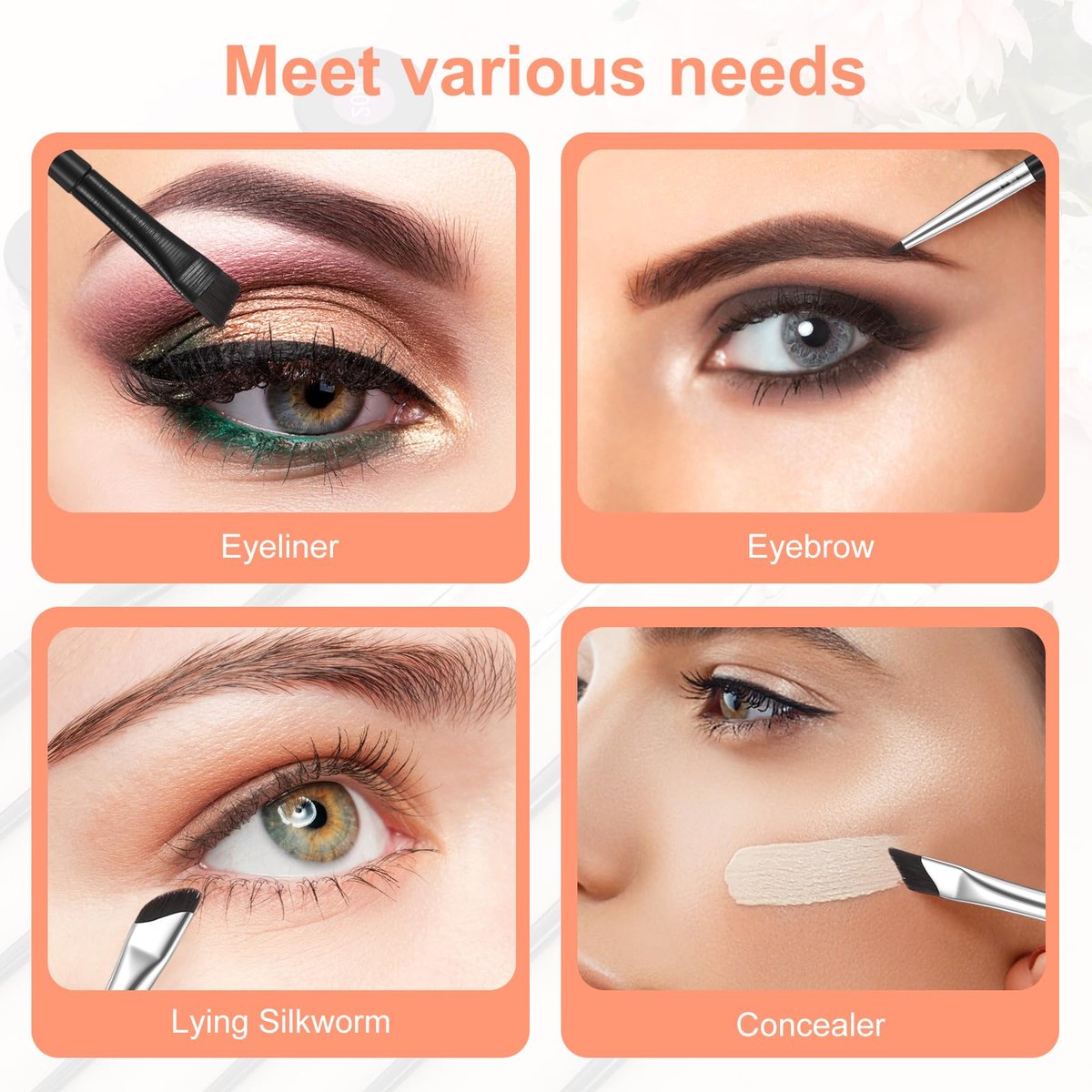 7-Piece Angled Eyeliner Brush Set - Ultra Thin Eyebrow & Concealer Brushes by SynHHergyx - görsel 9
