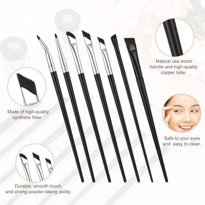 7-Piece Angled Eyeliner Brush Set - Ultra Thin Eyebrow & Concealer Brushes by SynHHergyx