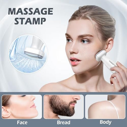 VANKEPYO Derma Roller for Face, Hair, and Beard – 0.25mm Microneedling Stamp for Personal Use – White Silicone Avelisse