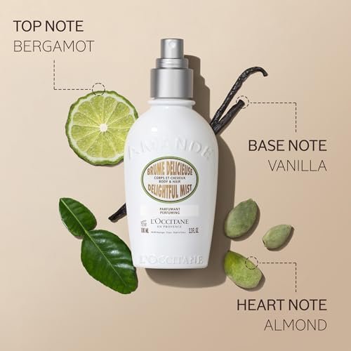 L'OCCITANE Almond Hair & Body Mist – Lightweight Gourmand Vanilla Fragrance Spray for Silky Skin & Hair Avelisse