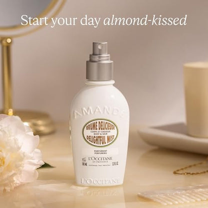 L'OCCITANE Almond Hair & Body Mist – Lightweight Gourmand Vanilla Fragrance Spray for Silky Skin & Hair Avelisse