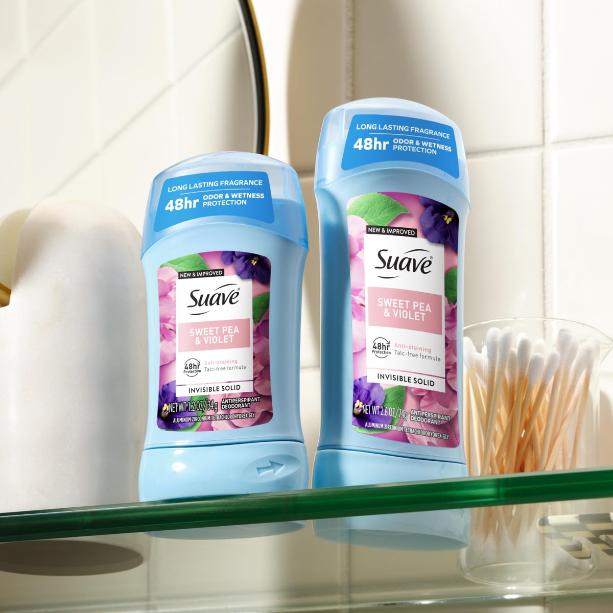 Suave Antiperspirant Deodorant for Women, Invisible Solid, Sweet Pea & Violet, 48-Hour Odor & Wetness Protection, Sensitive Skin, 1.2 oz, 12-Pack - görsel 16