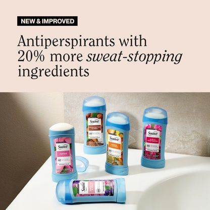 Suave Antiperspirant Deodorant for Women, Invisible Solid, Sweet Pea & Violet, 48-Hour Odor & Wetness Protection, Sensitive Skin, 1.2 oz, 12-Pack