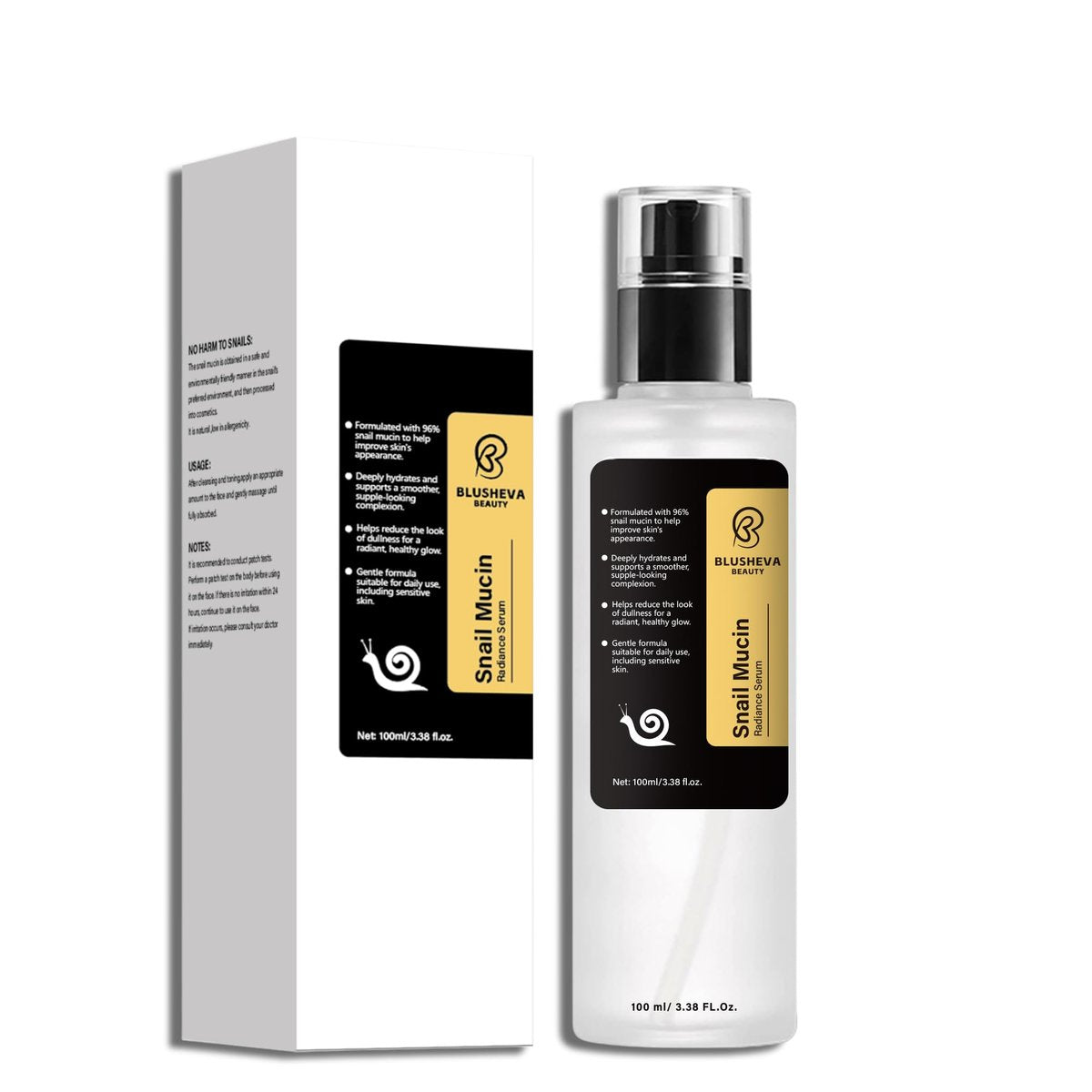 Blusheva Beauty Snail Mucin Radiance Serum – 96% Snail Filtrate Hydrating & Anti-Aging Face Serum for Fine Lines, Dark Spots & Smooth Skin – 100ml Avelisse