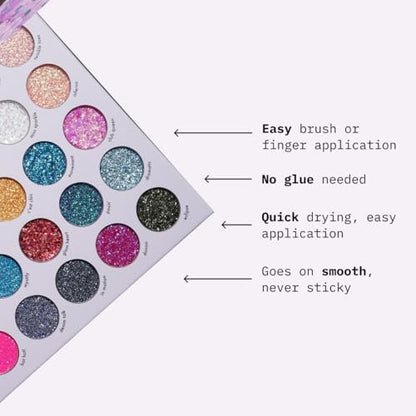KARA BEAUTY ELECTRIC DISCO Glitter Eyeshadow Palette – 30 Color Pressed Glitter Makeup Palette for Face, Body & Eyes, No Glue Needed, Chunky & Fine Glitter for Rave, Festival Makeup & More Avelisse