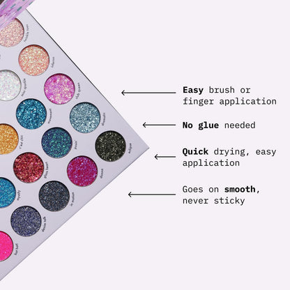 KARA BEAUTY ELECTRIC DISCO Glitter Eyeshadow Palette – 30 Color Pressed Glitter Makeup Palette for Face, Body & Eyes, No Glue Needed, Chunky & Fine Glitter for Rave, Festival Makeup & More Avelisse