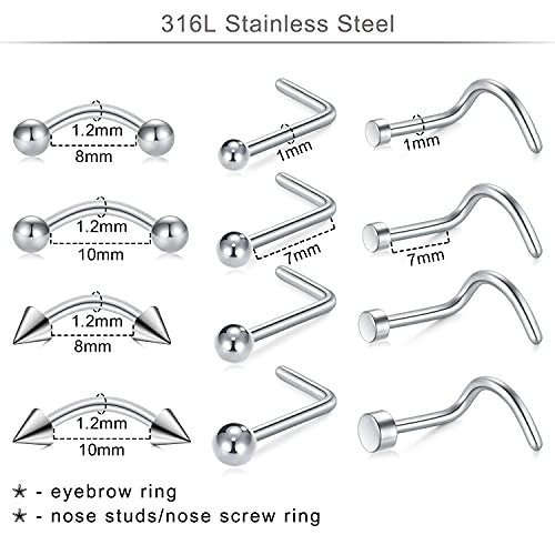 DJCIW 75-Piece Mixed-Size Piercing Kit - 316L Stainless Steel Body Piercing Supplies with Needles, Clamps for Cartilage, Tragus, Nose, Septum, Belly, Lip, Eyebrow, Nipple - 14G to 20G Avelisse