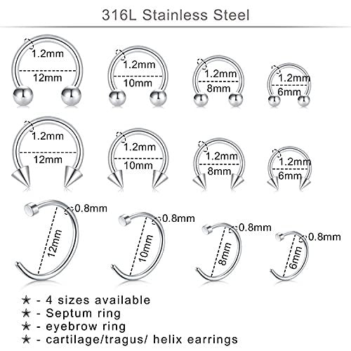 DJCIW 75-Piece Mixed-Size Piercing Kit - 316L Stainless Steel Body Piercing Supplies with Needles, Clamps for Cartilage, Tragus, Nose, Septum, Belly, Lip, Eyebrow, Nipple - 14G to 20G Avelisse