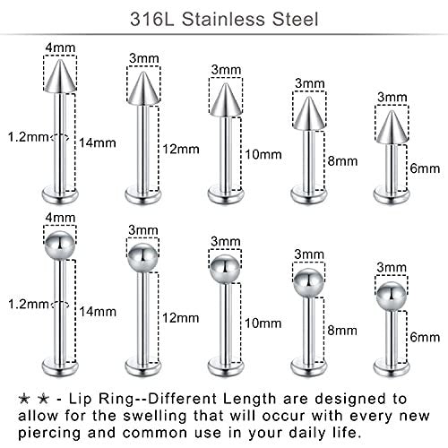 DJCIW 75-Piece Mixed-Size Piercing Kit - 316L Stainless Steel Body Piercing Supplies with Needles, Clamps for Cartilage, Tragus, Nose, Septum, Belly, Lip, Eyebrow, Nipple - 14G to 20G Avelisse