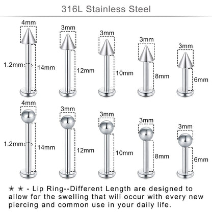 DJCIW 75-Piece Mixed-Size Piercing Kit - 316L Stainless Steel Body Piercing Supplies with Needles, Clamps for Cartilage, Tragus, Nose, Septum, Belly, Lip, Eyebrow, Nipple - 14G to 20G Avelisse