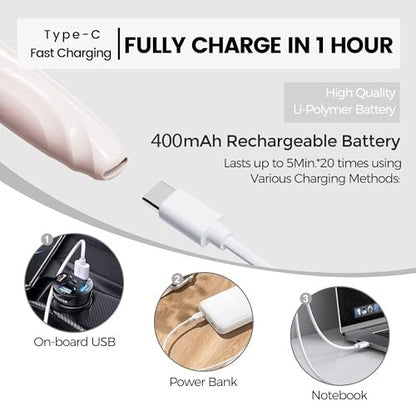 Raysino Heated Eyelash Curler S600 - Rechargeable Lash Curler, 8s Fast Heat, 24H Lasting Natural Curl (Pink/Silver) Avelisse