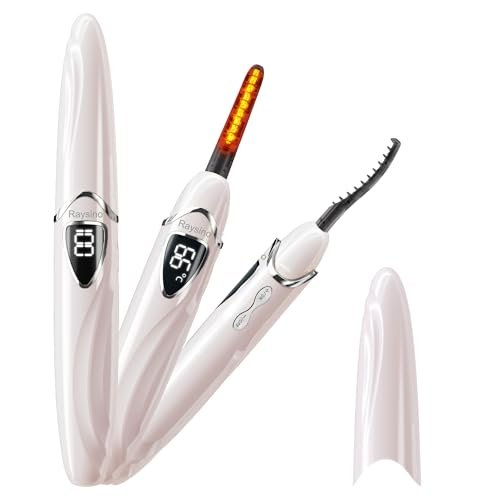 Raysino Heated Eyelash Curler S600 - Rechargeable Lash Curler, 8s Fast Heat, 24H Lasting Natural Curl (Pink/Silver) Avelisse