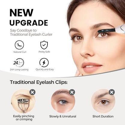 Raysino Heated Eyelash Curler S600 - Rechargeable Lash Curler, 8s Fast Heat, 24H Lasting Natural Curl (Pink/Silver) Avelisse
