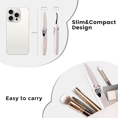 Raysino Heated Eyelash Curler S600 - Rechargeable Lash Curler, 8s Fast Heat, 24H Lasting Natural Curl (Pink/Silver) Avelisse