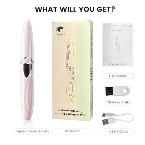 Raysino Heated Eyelash Curler S600 - Rechargeable Lash Curler, 8s Fast Heat, 24H Lasting Natural Curl (Pink/Silver) Avelisse