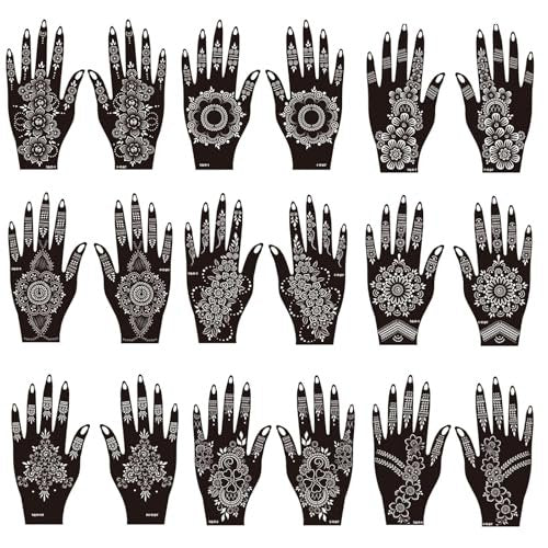 18-Piece Henna Tattoo Stencils Kit – Indian Mehndi Designs for Hands & Body Art - görsel 2