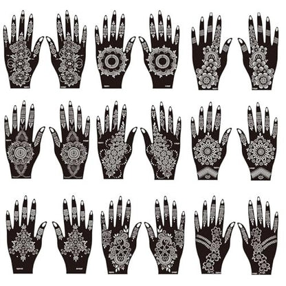 18-Piece Henna Tattoo Stencils Kit – Indian Mehndi Designs for Hands & Body Art