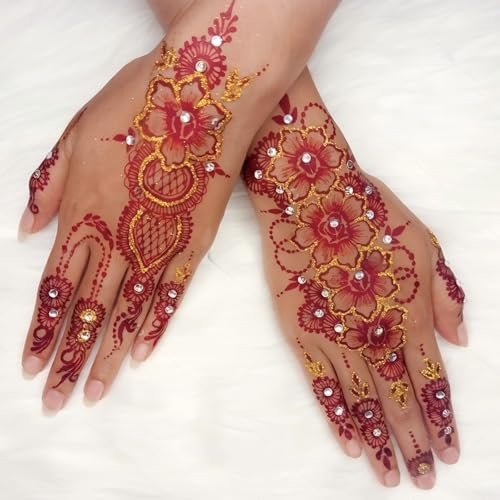 18-Piece Henna Tattoo Stencils Kit – Indian Mehndi Designs for Hands & Body Art - görsel 6
