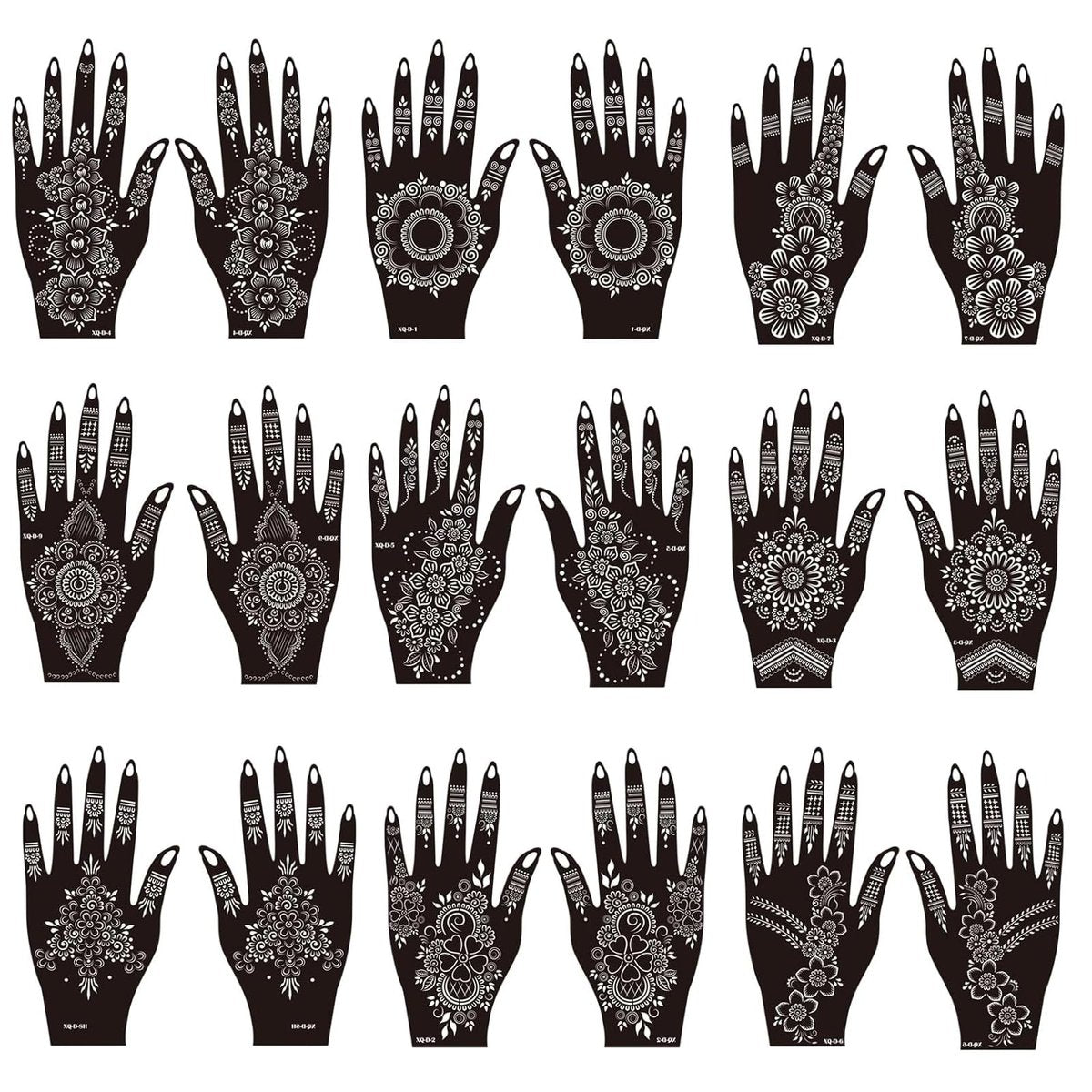 18-Piece Henna Tattoo Stencils Kit – Indian Mehndi Designs for Hands & Body Art - görsel 1
