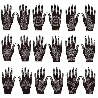 18-Piece Henna Tattoo Stencils Kit – Indian Mehndi Designs for Hands & Body Art