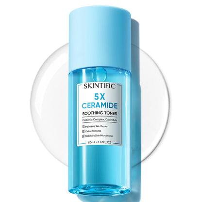 SKINTIFIC 5X Ceramide Soothing Toner – Hydrating Skin Barrier Repair with Probiotics & Calendula for Sensitive & Dry Skin, Non-Alcohol, Cruelty-Free, Vegan