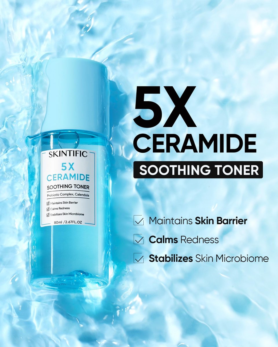SKINTIFIC 5X Ceramide Soothing Toner – Hydrating Skin Barrier Repair with Probiotics & Calendula for Sensitive & Dry Skin, Non-Alcohol, Cruelty-Free, Vegan - görsel 3