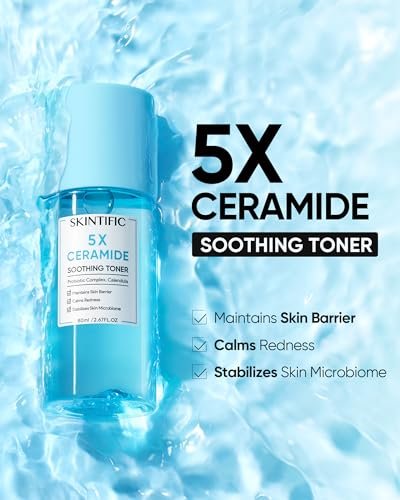 SKINTIFIC 5X Ceramide Soothing Toner – Hydrating Skin Barrier Repair with Probiotics & Calendula for Sensitive & Dry Skin, Non-Alcohol, Cruelty-Free, Vegan