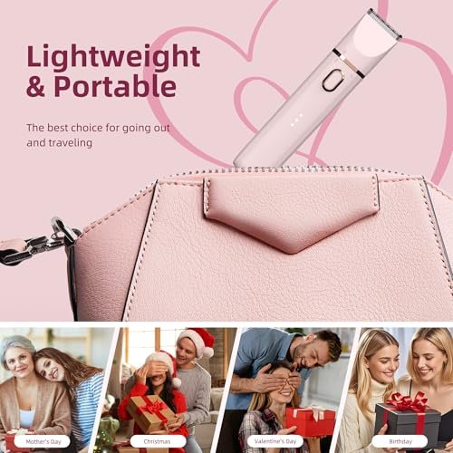 3 in 1 Gentle Painless Electric Razor for Women – Cordless, USB Charge, IPX7 Waterproof, Ceramic Blade Travel Grooming Kit (Pink) - görsel 14