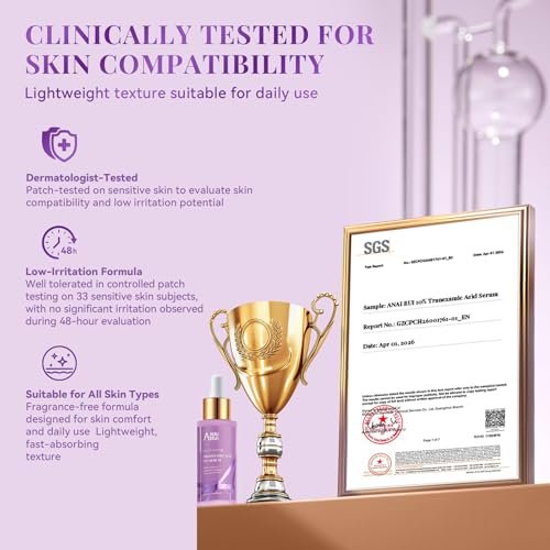 ANAI RUI 10% Tranexamic Acid Serum with Niacinamide, Kojic Acid, Ceramide - Skin Refining Serum for All Skin Types, 1.69 Fl Oz Avelisse