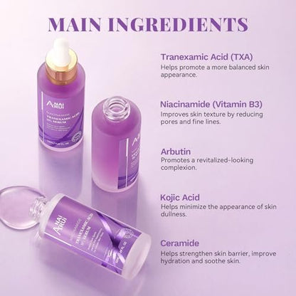 ANAI RUI 10% Tranexamic Acid Serum with Niacinamide, Kojic Acid, Ceramide - Skin Refining Serum for All Skin Types, 1.69 Fl Oz Avelisse