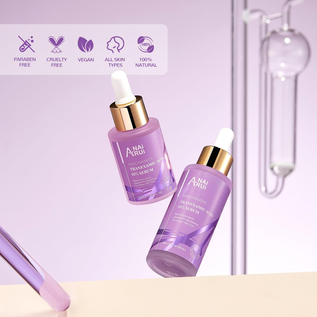 ANAI RUI 10% Tranexamic Acid Serum with Niacinamide, Kojic Acid, Ceramide - Skin Refining Serum for All Skin Types, 1.69 Fl Oz Avelisse