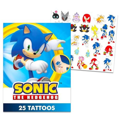 Sonic the Hedgehog Temporary Tattoos for Kids and Adults - 75-Piece Bundle for Party Favors, Goodie Bags, and More