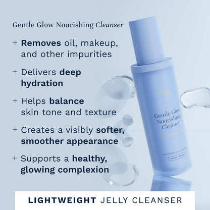 City Beauty Gentle Glow Nourishing Cleanser - 5 oz Lightweight Jelly Hydrating Face Wash for All Skin Types, Removes Oil, Makeup & Impurities, Ceramide Complex & Apple Extract for Glowing Skin