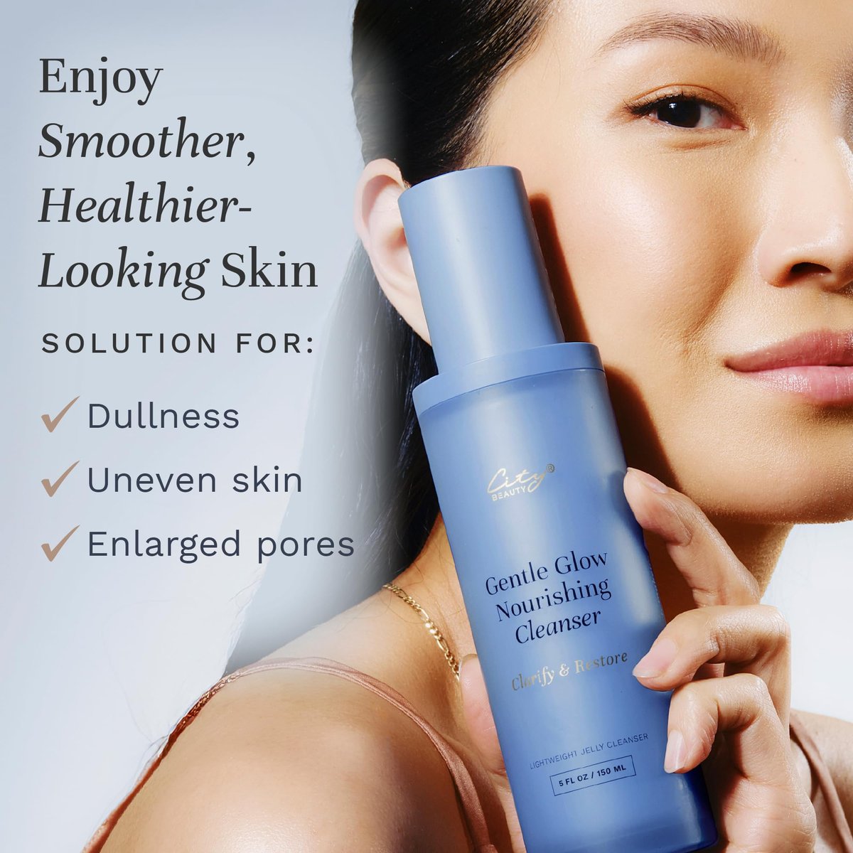 City Beauty Gentle Glow Nourishing Cleanser - 5 oz Lightweight Jelly Hydrating Face Wash for All Skin Types, Removes Oil, Makeup & Impurities, Ceramide Complex & Apple Extract for Glowing Skin - görsel 3