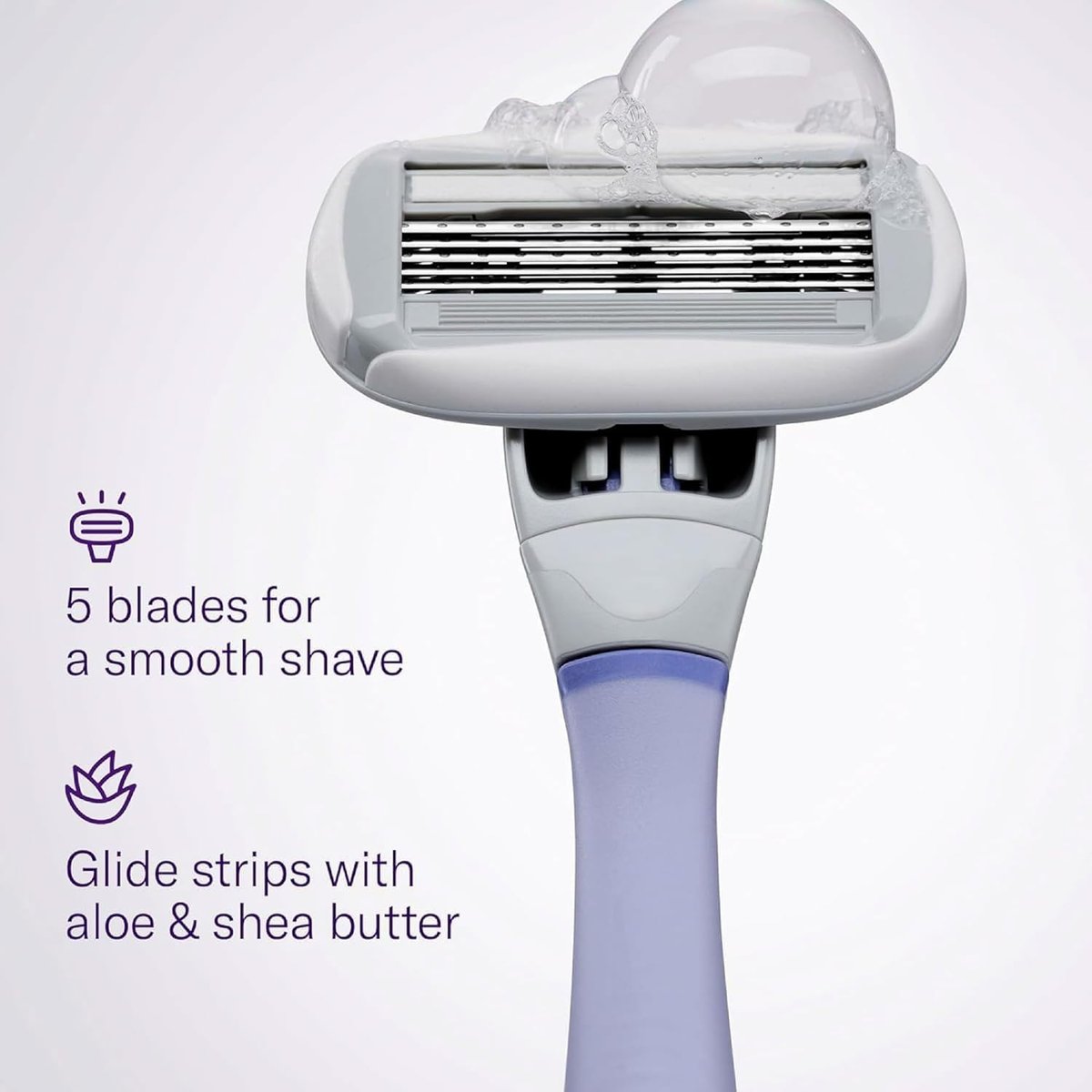 Flamingo Women's Razor Starter Set: Lilac Handle, 13 Five-Blade Refills & Shower Holder Avelisse