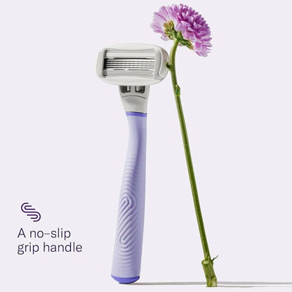 Flamingo Women's Razor Starter Set: Lilac Handle, 13 Five-Blade Refills & Shower Holder Avelisse