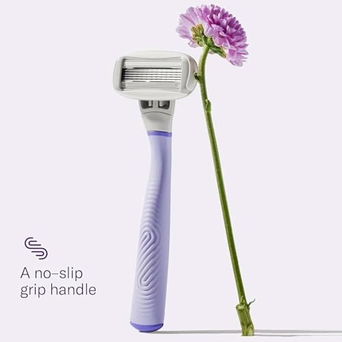 Flamingo Women's Razor Starter Set: Lilac Handle, 13 Five-Blade Refills & Shower Holder Avelisse