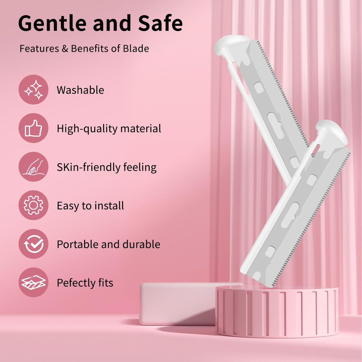 Replacement Blades Compatible with Tweezerman Facial Razor, 20 Count – Precision Stainless Steel Refills Avelisse