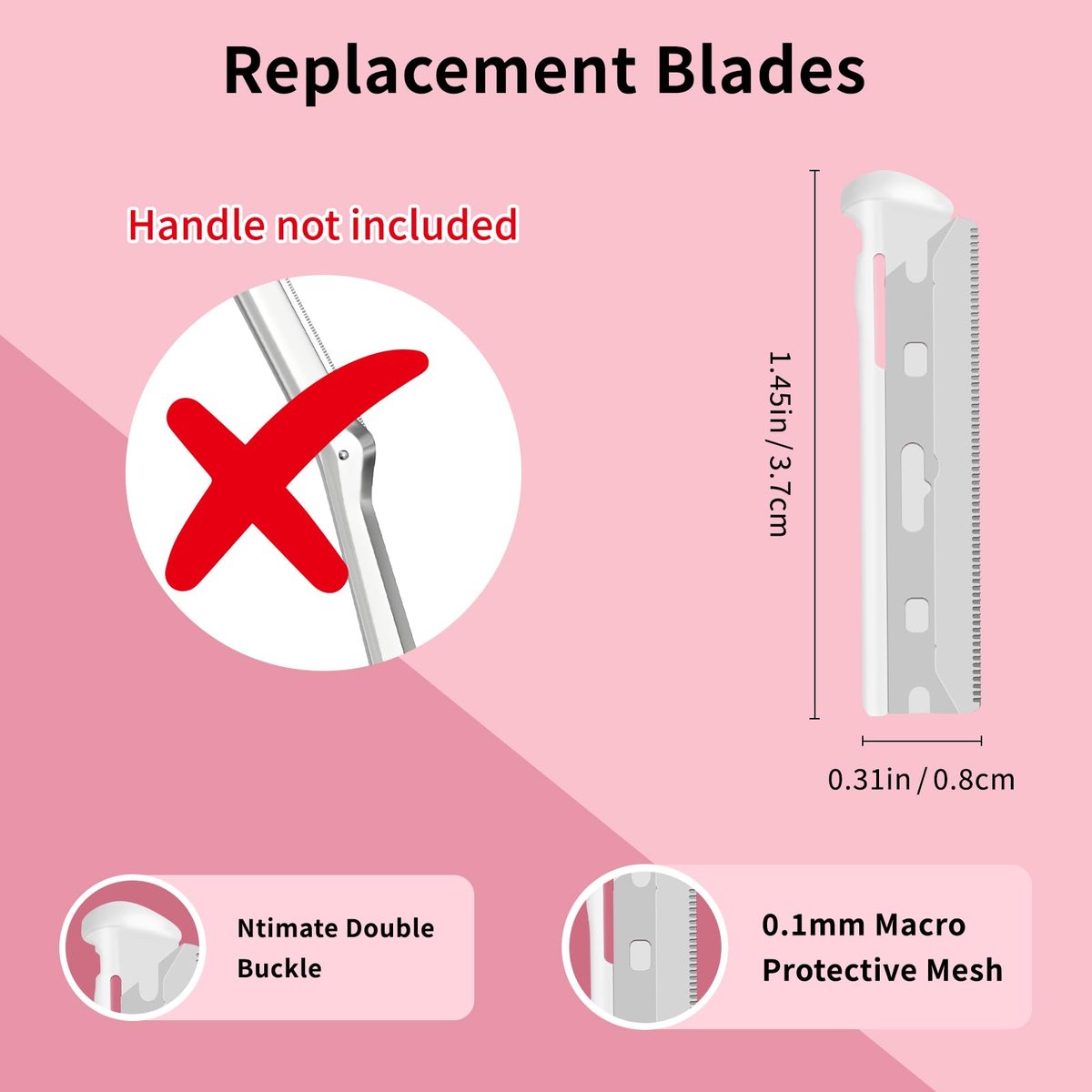 Replacement Blades Compatible with Tweezerman Facial Razor, 20 Count – Precision Stainless Steel Refills Avelisse