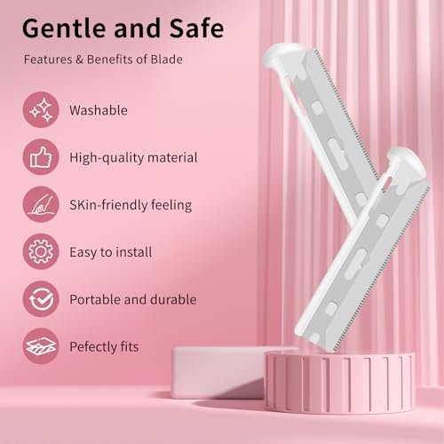 Replacement Blades Compatible with Tweezerman Facial Razor, 20 Count – Precision Stainless Steel Refills Avelisse