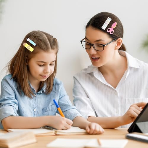 PLwelth 4Pcs Teacher Hair Clips - Funny Pencil Ruler Scissors Painting Brush Hairpins for Teachers Students, Cute Study Hair Barrette, Back to School Hair Accessories, Teacher Appreciation Gift - görsel 4