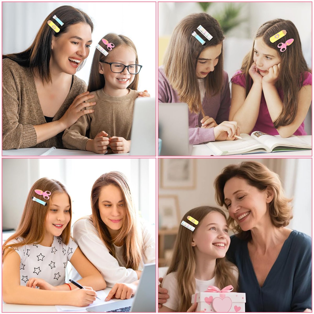PLwelth 4Pcs Teacher Hair Clips - Funny Pencil Ruler Scissors Painting Brush Hairpins for Teachers Students, Cute Study Hair Barrette, Back to School Hair Accessories, Teacher Appreciation Gift - görsel 5