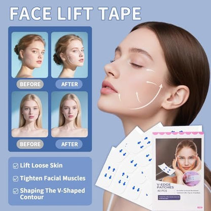XronSlute 80Pcs Face Lifting Tape – Invisible Face Lift Tape for Turkey Neck & Instant Facelift