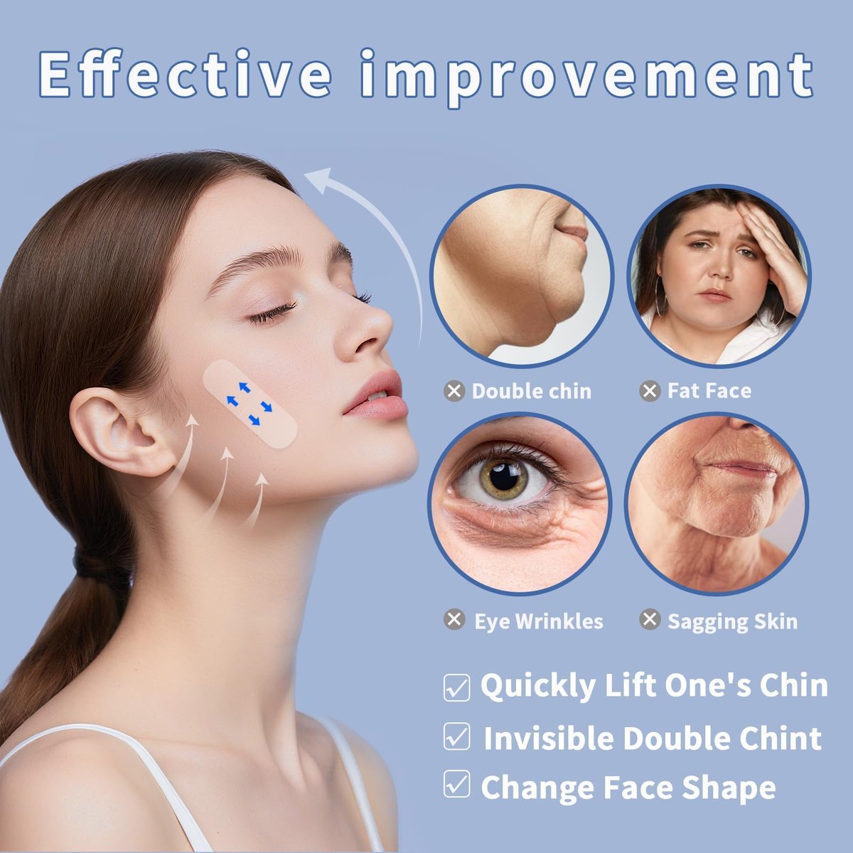 XronSlute 80Pcs Face Lifting Tape – Invisible Face Lift Tape for Turkey Neck & Instant Facelift - görsel 7