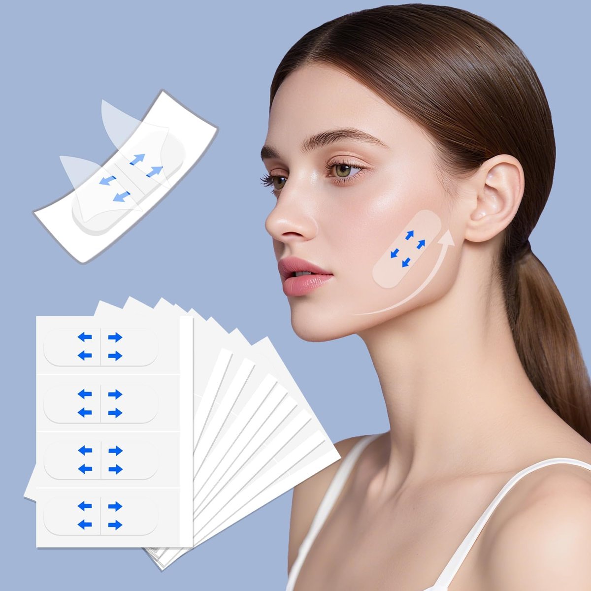 XronSlute 80Pcs Face Lifting Tape – Invisible Face Lift Tape for Turkey Neck & Instant Facelift - görsel 1