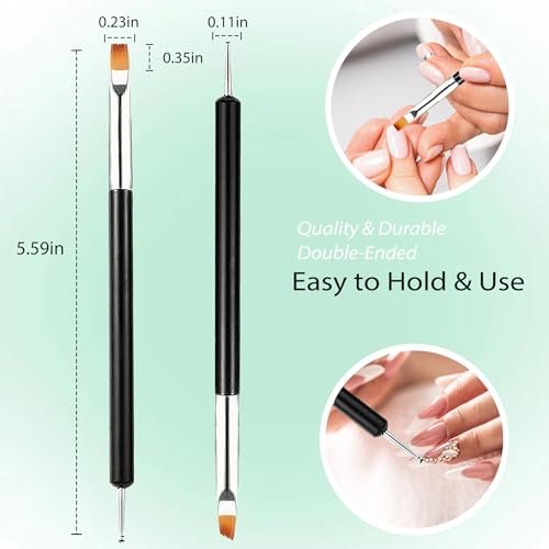 FULINJOY 6-Piece Double-Ended Nail Art Brush Kit for Gel Polish – Liner, Drawing, Dotting & Detailing Professional Set - görsel 4